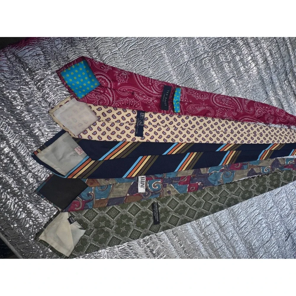Lot of 5 Mens Silk Neck Ties Ted Baker Polo Ralph Lauren Paisley Stripe Vintage